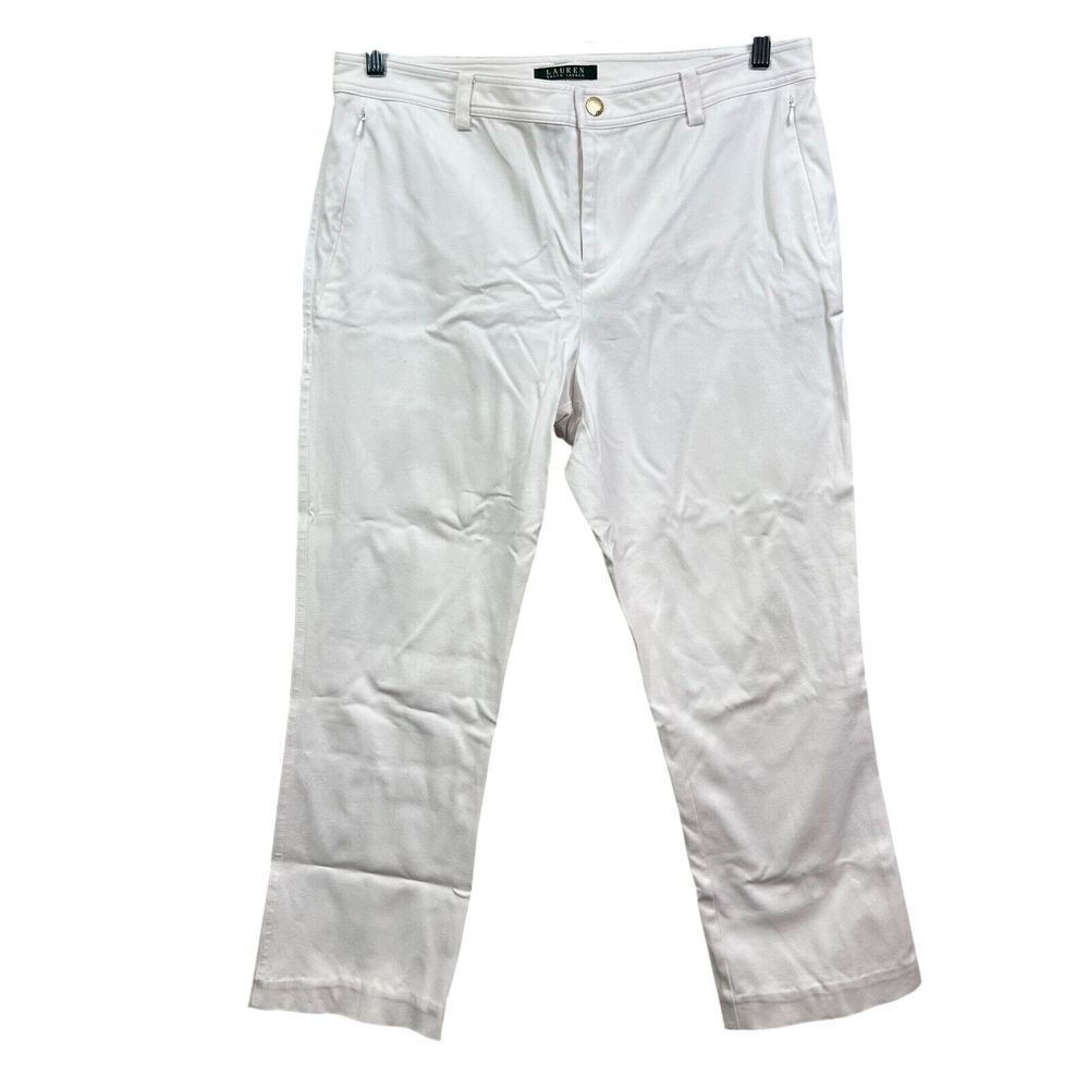 Lauren Ralph Lauren Womens Pants Straight Leg Stretch Zip Pockets White Size 12*